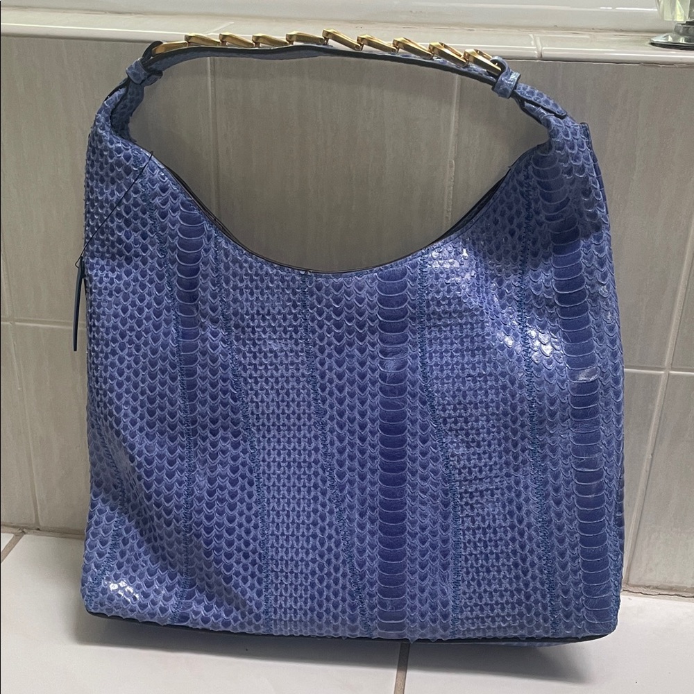 Donna Karan Blue Textured Hobo Bag